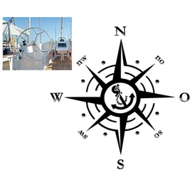 Compass Sticker for Outdoor and Indoor (RPT 53) (9 cm, Black Grey 8/1)