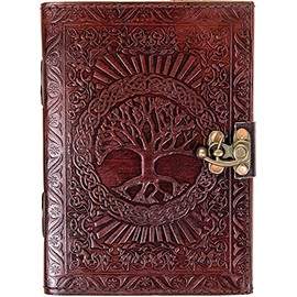 Urban Leather Small Tree Journal for Men Women- Brown Handmade Vintage Sketchbook Writing Notebook, Unlined