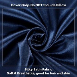 HOMBYS Satin Bed Wedge Pillow Cover Silky & Smooth Wedge Pillowcase 1 Pack 24x24x10.5, Soft & Breathable, Removable & Machine Washable-Zipper Design (Pillow Not Include),(Navy Blue, 24"x24"x10.5")