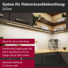 Paulmann 98613 LED Under Cabinet Light Inline Supplementary Set 2 x 4 W 350 x 26 mm 2 x 350 lm 24 V Chrome Matt Tunable White