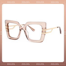 Zeelool Oversized Square Blue Light Blocking Glasses for Women ZJGX444789-03 Champagne