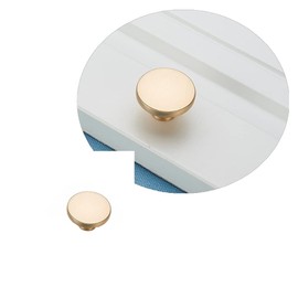 ANSIEDIO 2 Pieces Brushed Brass Round Drawer Knobs for Dressers Cabinets Desks Cupboards Zinc Alloy Furniture Door Pull Handles, Diameter 35 mm, Single Hole