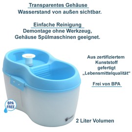 2L Trinkbrunnen mit Filter, inkl. Zahnpflege, für Katzen/kleine Hunde, CatH2O