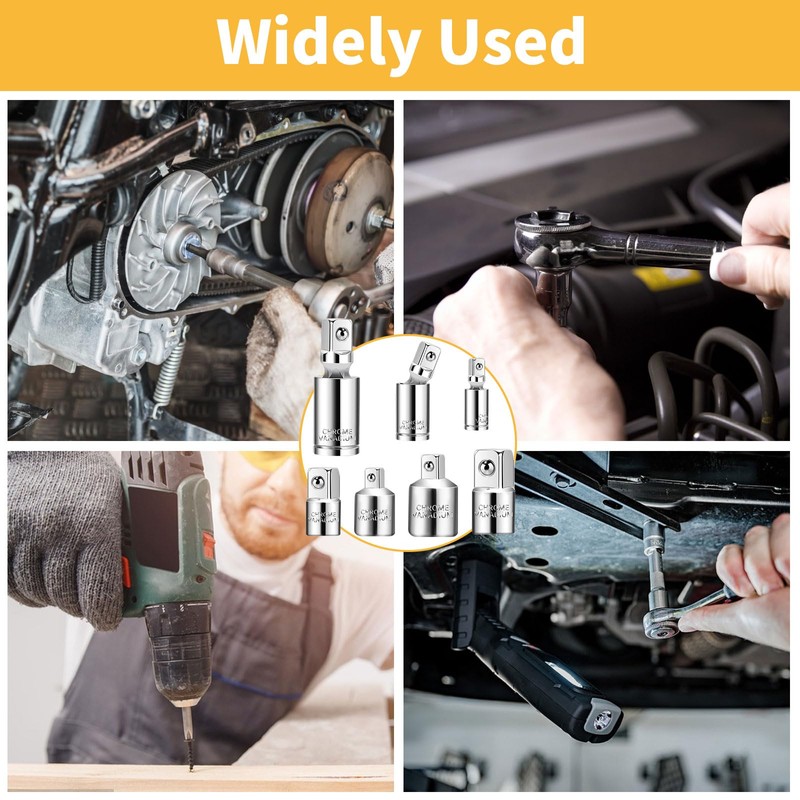 7 Piece Socket Adapter and Universal Joint Set 6.3 mm