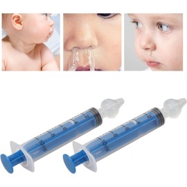 Pack de Aspirador e irrigadores Nasal para Bebés/Niños, Diseño de Búho, con 2 Jeringas de 10 ml, Kit de Limpieza Nasal (Jeringas y Buho Azul)