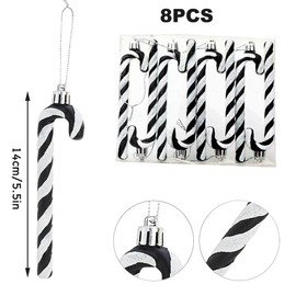14 cm Glitter Christmas Tree Decoration Black Candy Cane Pendants Pack of 8 Christmas Tree Decorations Candy Cane Christmas Decoration Christmas Tree Decoration Christmas