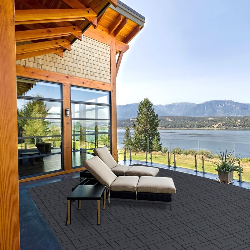 Goovilla Plastic Interlocking Deck Tiles, 9 Pack Outdoor Patio Flooring,