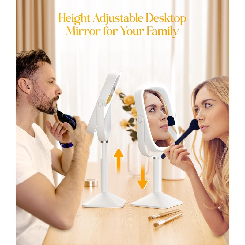 Gospire Rectangle Lighted Makeup Mirror with Magnification, 10X Magnifying Mirror