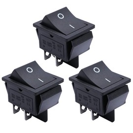 mxuteuk 3pcs Momentary Rocker Switch (ON)-Off Toggle DPST Power 4 Pin AC 250V 6A 125V 10A, Use for Car Auto Boat Household Appliances MXU2-112