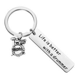 CHOORO Drummer Gift Drummer Keychain Life Is Better With A Drummer Drum Kit Gifts Musician Keychain Percussion Jewelry Drum Player Band Gifts (Life Is Better With A Drummer K)
