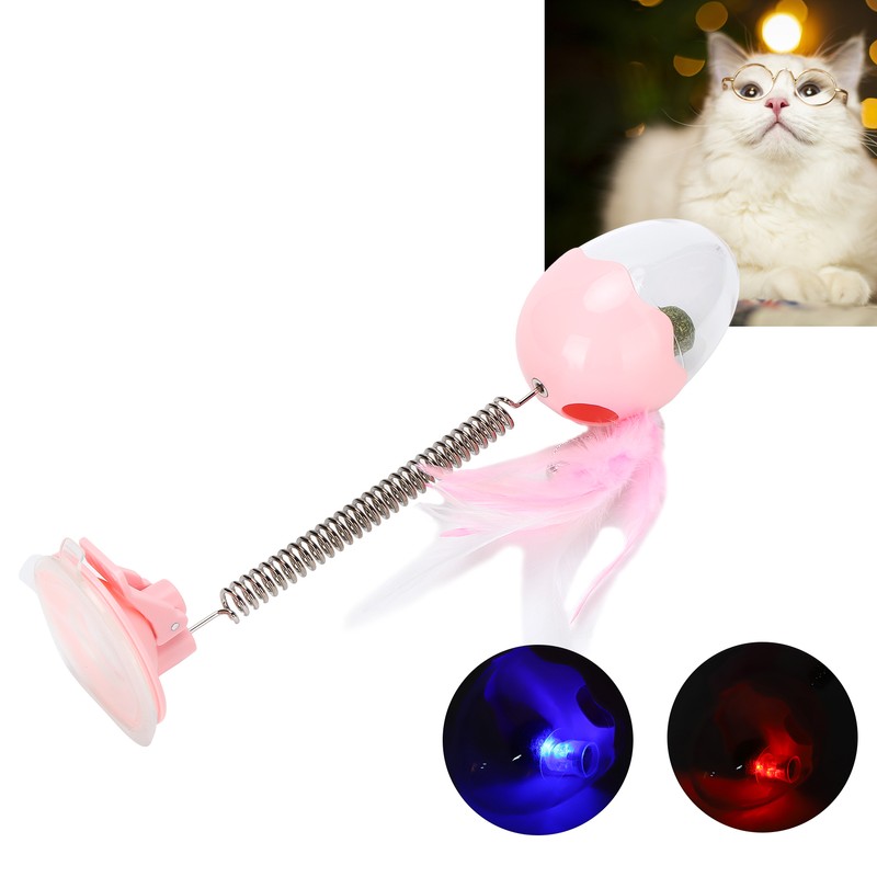 ABS LED Lighting Swing Spring Feather Leak Food Pet Toy