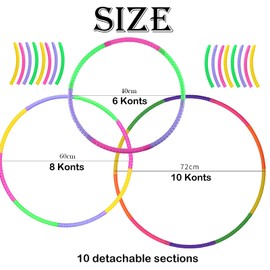 10-Section Hula Hoop Kids, for Kids, Hoops, Hula Hoop – Lightweight 10-Section Fitness Hoop for Exercise, Fun, Indoor & Outdoor Play (Assorted Colors)