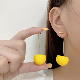 Cherry Earrings for Women Fun Fruit Earrings Cute Cherry Drop Earring 3D Red Cherry Dangle Earrings Unique Fruit Jewelry for Women