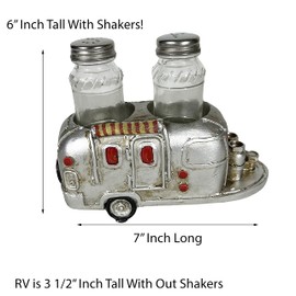 Urbalabs RV Camper Mobile Home Trailer Air Stream Salt and Pepper Shaker Caddy Farmhouse Country Dinner Table Holder Glass Set of Salt And Pepper Shakers Great Camping Lover Gift