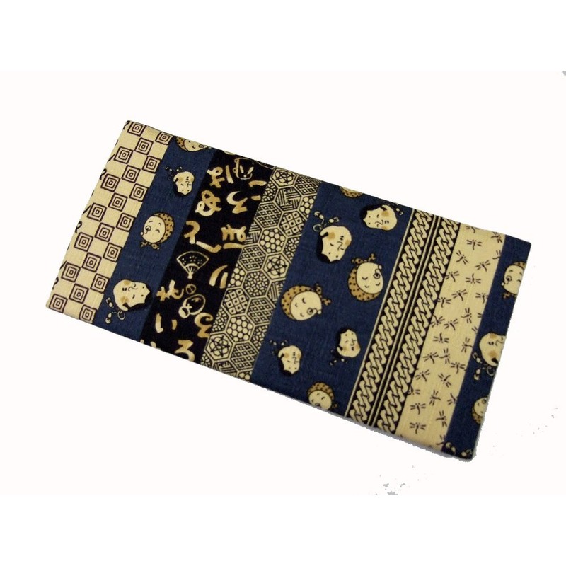 Jidai Komon Bill Wallet, 2 Tiers, Japanese Pattern, Okame Hyottoko