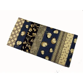 Jidai Komon Bill Wallet, 2 Tiers, Japanese Pattern, Okame Hyottoko Pattern, Blue, blue
