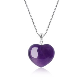 COAI Women's Love Heart Necklace 925 Sterling Silver Necklace for Women, Amethyst Necklace