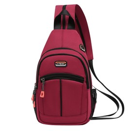 Long Keeper Sling Bag Backpack - Women Crossbody Shoulder Backpack Men Travel Hiking Sport Backpack Cross Body Casual Daypack (Wine Red)