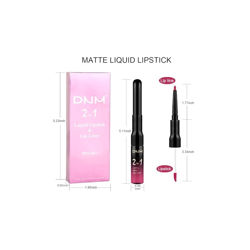 evpct- Juego de 3 lápices labiales mate, delineadores y pintalabios