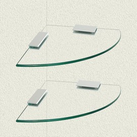 SYLXTEEM 2-Pack Glass Corner Shower Shelves with Aluminium Brackets, 9.8 X 9.8 Tempered Glass Bathroom Shelf, Wall Mounted Organizer for Shower, Kitchen