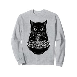 Black Cat Eating Ramen Meme Funny Ramen Cat Sweatshirt