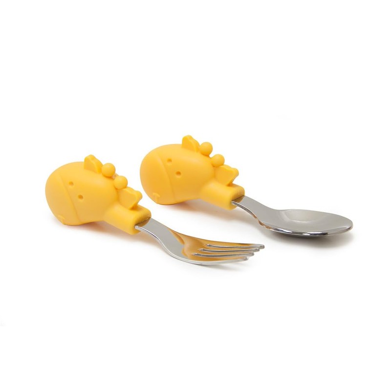 palm grasp spoon & fork giraffe with case
