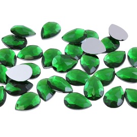 Allstarco 25x18mm Green Peridot H120 Flat Back Teardrop Acrylic Rhinestones Plastic Gems for Jewelry Making Costume Jewels Cosplay Card Making Embelishments Decor Crafts 20 Pieces