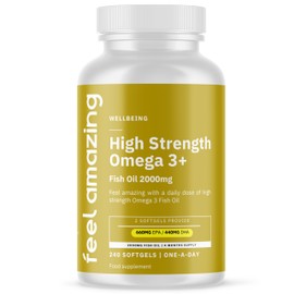 High Strength Omega 3 Fish Oil 2000mg – 240 High Strength Capsules (4 Month Supply) – 660mg EPA & 440mg DHA per Daily Serving (2 Softgels) – Supports Normal Heart Function – 2000mg Fish Oil