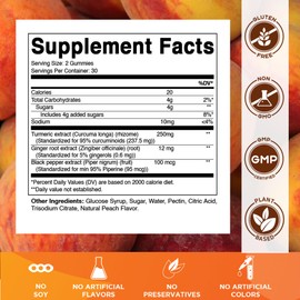 Vitamatic Turmeric Gummy with Ginger & Black Pepper Extract – 60 Vegan Gummies Each | 2 Pack (120 Gummies) 95% Curcuminoids – Powerful Antioxidant & Inflammatory Support
