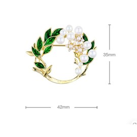 Generic Pack of 2 Women's Gardenia Flower Brooches with Pearl Green Leaves Brooch for Clothing Brooch Vintage Scarf Pins Pearl Brooch Sweater Accessories for Women and Girls, Faux Pearl