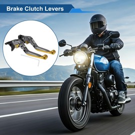 A ABSOPRO Long Short Brake Clutch Levers for Yamaha YZF R1 2002-2003 Adjustable Motorcycle Handlebar Brake Lever Aluminum Alloy Titanium Handle Gold Tone End