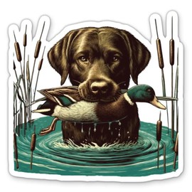 Lab Dog Duck Hunting Sticker - 3" Laptop Sticker - Waterproof Vinyl for Car, Phone, Water Bottle - Labrador Retriever Decal