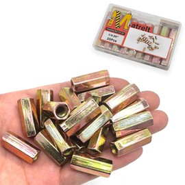 Matrelt 20Pcs 1/4"-20 Hex Coupling Nut, Threaded Rods Nuts Color Zinc Plating Extended Hexagon Rod Coupling Nuts, Threaded Connectors for Full All Threaded Rod, Eyebolts,Wedge Anchor,Chain Links