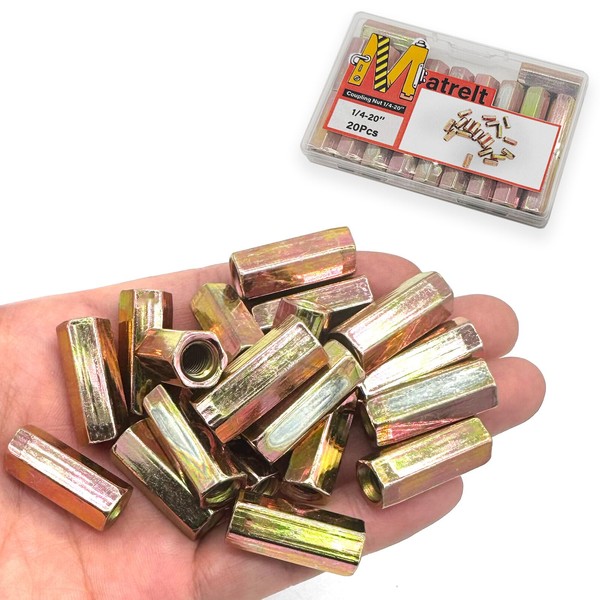 Matrelt 20Pcs 1/4"-20 Hex Coupling Nut, Threaded Rods Nuts Color