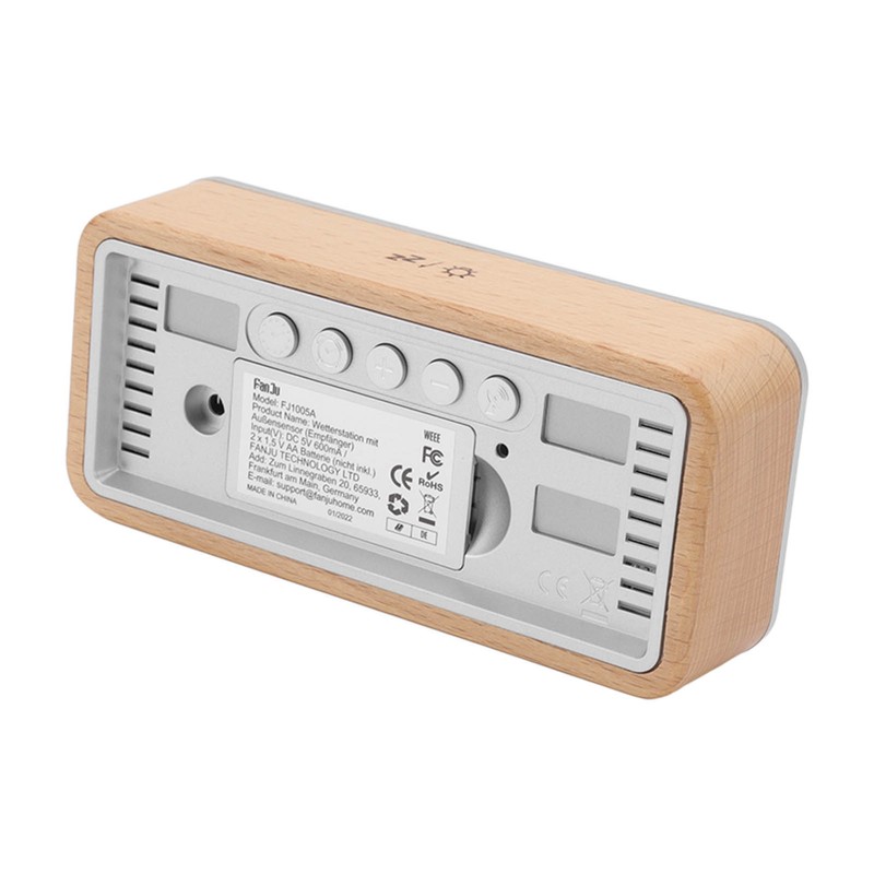 Digital Projection Alarm Clock VA HD Color Screen Wooden Weather