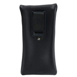 CTM Leather Eyeglass Case with Holster Clip, Black