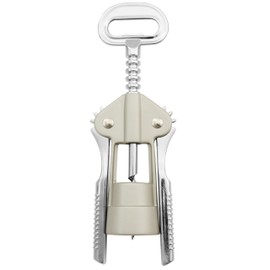 FACKELMANN Wein-/Proseccoöffner, 49456 Korkenzieher für Kunststoffkorken, Kellnermesser mit Kapselheber (Farbe: Silber/Beige), Menge: 1 Stück