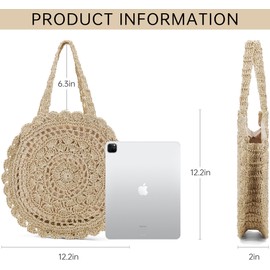 Kiss Sea Raffia Bag Straw Bags for Women Large Beach Tote Woven Straw Clutch Summer Bag Tote Bag for Women Rattan Wicker Purse Handbag Vacation Essentials with Zipper Shoulder Bags Beach Accessories