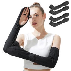 PALAME Arm Cover, 2 Set of 4, Women's, Summer, Latest Ultra Large Coverage, UV Care for Fingertips, Cool to Contact - 5°C, UPF 50+, Back of Hand Cover, Loose Fit, Mesh Breathable, Sweat Absorbent,