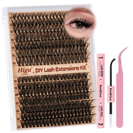Higu clace Eyelash Extensions, 30D + 40D Lash Extension Set, 7-Day Hold with Applicator and Eyelash Glue and Sealer (280 Pieces Mix10-16)