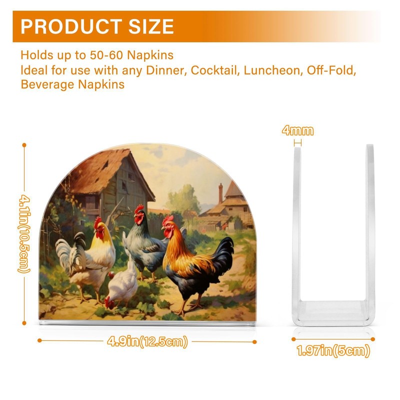 YETTASBIN Rooster Napkin Holder for Table, Acrylic Upright Non Slip