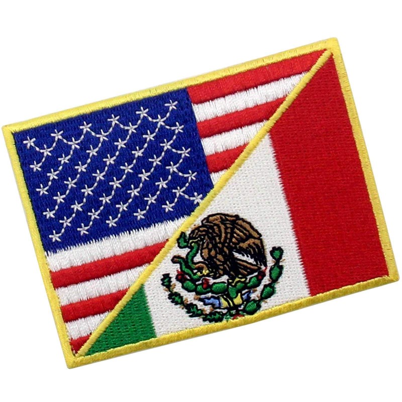 USA American United State Flag and Mexico Flag Patch Embroidered