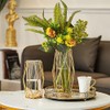 FSyueyun Gold Flower Glass Vases for Centerpieces with Premium Metal