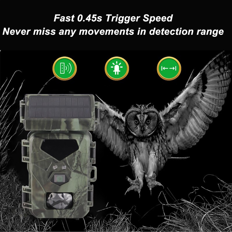 Solar Trail Camera 1080P 30fps 20MP Game Camera 60 Degree