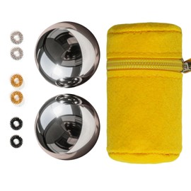 Roadtofree Baoding Balls with Chime 1.5 Inch - Pocket-Sized Stainless Steel Hand Exercise Balls, Stress Relief Massage Balls for Office, Travel & Commutes (with Bell Sound) (Yellow, 1.5 Inch)