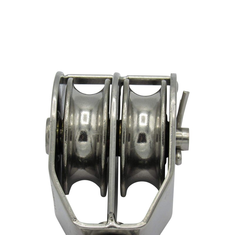 Stainless Steel Double Pulley Block 32MM (Wheel Swivel Eye Rope)