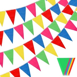 Bandierine Multicolore, 100 m, Bunting Banderole Gagliardetti Triangolari, Ghirlanda Gagliardetti Esterni Interni, Decorazione Festa Giardino Matrimonio Compleanno Festa, Apertura Negozio Festival