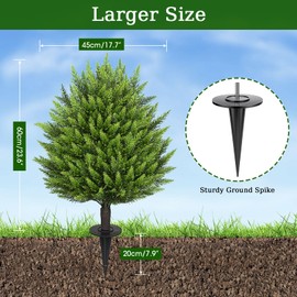 Mydrissu 31" Artificial Cedar Topiary Ball Trees with Ground Spike,2 Pack Fake Pine Shrubs Bushes, UV Resistant Faux Evergreen Cypress Tree Plants for Indoor Outdoor Planters Front Porch Garden Decor