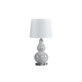 ORE HBL2210 Mirror Glass Mosaic Polyresin Table Lamp, Silver Chrome, 19.5"