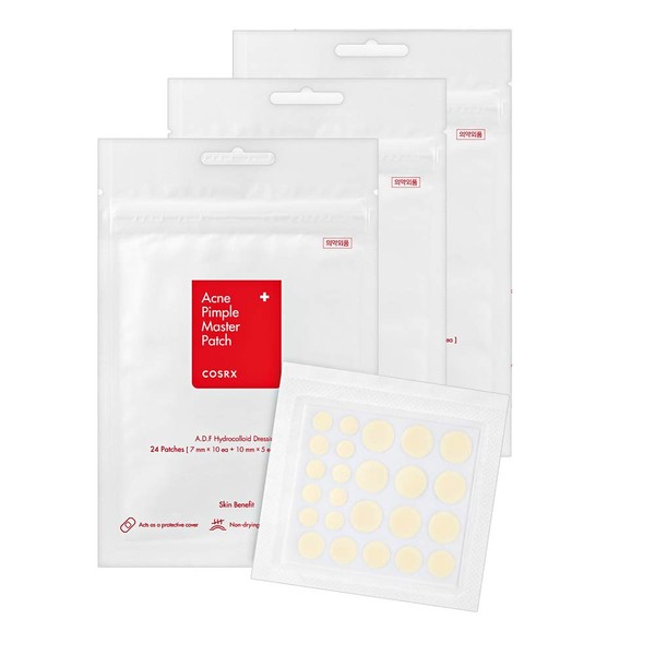 COSRX Acne Pimple Master Patch 72 Counts (24 patches 3 Packs) | A.D.F. Hydrocolloid Dressing | Quick & Easy Treatment